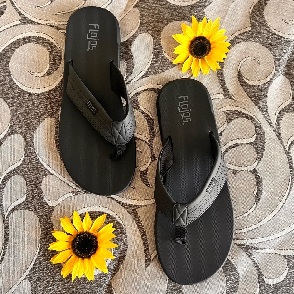 Men’s Black Flojos Levee Flip Flop Sandals Size 13 NWOT